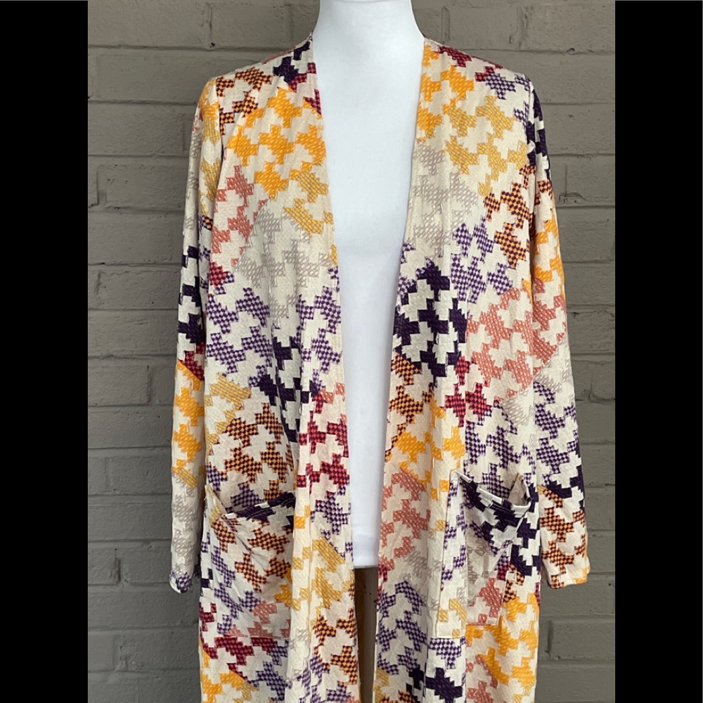 Lula Roe Open Front Modern Patchwork Duster L - image 3